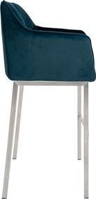 Barová stolička Damaso E - zamat, nerez 4-nohý rám - Zelená
