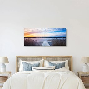 Obraz - Zamrznuté jazero, Ełk, Mazury, Poľsko (120x50 cm)