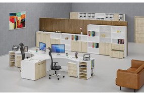Kancelársky písací stôl rovný PRIMO WHITE, 1200 x 800 mm, biela/dub prírodný