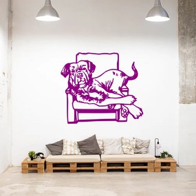 Veselá Stena Samolepka Pes na kresle Farba: fialová, Veľkosť: 80 x 71 cm