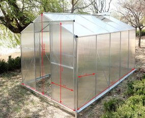 Skleník so základňou BestBerg BBGH-1006S / 5,95 m² / 313 × 190 × 194 cm / strieborná