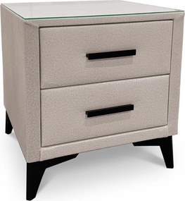 Nočný stolík s 2 zásuvkami Joy, svetlo béžová látka