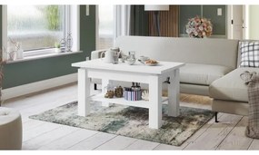 Rozkladací konferenčný/jedálenský stôl s policou ADONIS biely