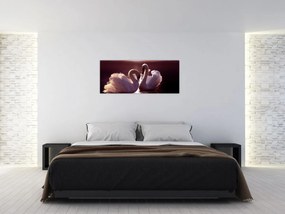 Obraz - Labute na jazere (120x50 cm)