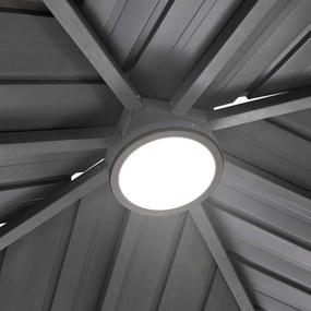 DEOKORK Záhradný hliníkový altánok PREMIUM 3,9 x 3,9 m (sivá) + závesy