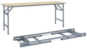 Konferenčný stôl FAST READY so striebornosivou podnožou 1700 x 500 x 750 mm, dub prírodný