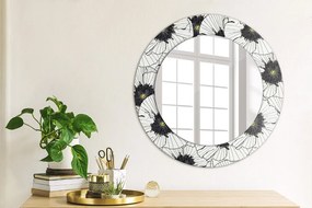 Okrúhle zrkadlo s potlačou Zloženie lineárnych kvetov fi 50 cm