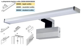 TOP LIGHT Svetlo nástenné Texas CCT, Strieborná-Chróm