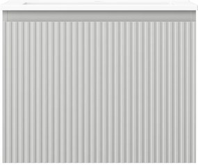 Mexen Rivel, kúpeľňová skrinka 60 cm s umývadlom Otis, 1 zásuvka, drážkovaná, sivá matná/biela, 91A20-06047-1-BF62-W18M01