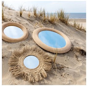 Nástenné zrkadlo s ratanovým rámom ø 109,5 cm Piedre – Light &amp; Living
