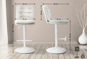 Barová stolička Damar - zamat, biely rám - krémová