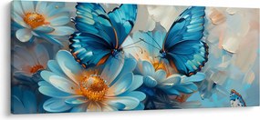 Obraz - Modrí motýle (120x50 cm)