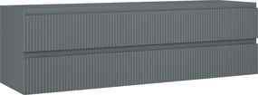 Mexen Rivel, kúpeľňová skrinka 160 cm, 2 zásuvky, drážkovaná, grafitová matná, 91A20-16047-2-BFF66