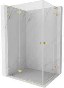 Mexen Lunar, L Duo výklopný sprchový kút 115 x 105 cm, 8mm číre sklo, zlatý matný profil, 834L-115L-105P-55-00