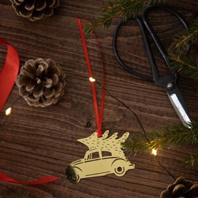 Pluto Design Vianočná závesná dekorácia Gold Christmas Car
