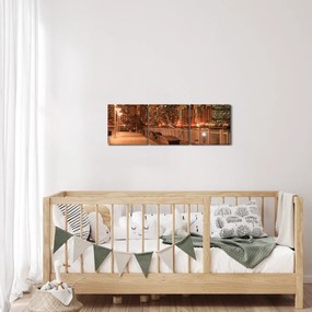 Obraz - Nočné mesto (s hodinami) (90x30 cm)