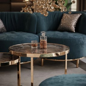 OKRÚHLY KONFERENČNÝ STOLÍK SHEILA 2V1 ZLATÝ + MRAMOR