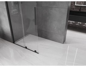 Mexen Velar L, posuvná sprchová zástena Walk-in 90 x 200 cm, 8mm číre sklo, čierna matná, 871-090-003-03-70