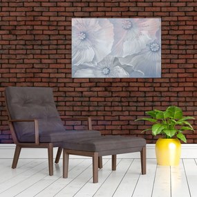 Obraz - Modré kvety na stene (90x60 cm)