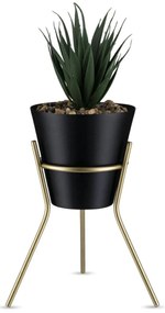 KOVOVÝ KVETINÁČ SO STOJANOM LOFT 20X16 CM ČIERNA/ZLATÁ