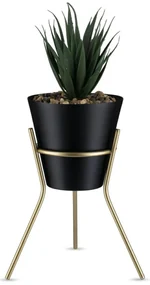 KOVOVÝ KVETINÁČ SO STOJANOM LOFT 20X16 CM ČIERNA/ZLATÁ