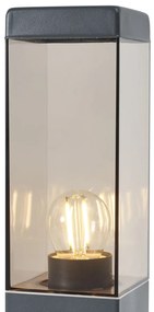 Vonkajšia lampa tmavosivá s dymovým sklom 45 cm IP44 so zásuvkou a snímačom pohybu - Malios