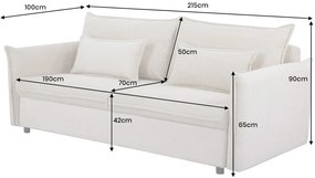 Rozkladacia pohovka APARTMENT 215 cm rebrovaná béžová