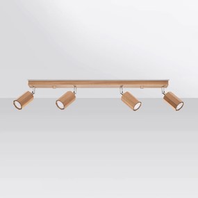 Bodové svietidlo Zeke, 4x drevené tienidlo, (možnosť polohovania)