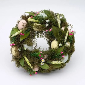 DECOLED Velikonoční věnec, 30 x 8 cm, traviny a vajíčka