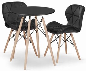 Jedálenský stôl TODI čierny 60 cm s dvoma stoličkami LAGO čierne