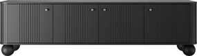 TV stolík Vespera 4D 187 cm - čierna / zlatá / guľaté nohy