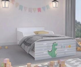Krásna detská posteľ bielej farby s motívom dráčika 160 x 80 cm