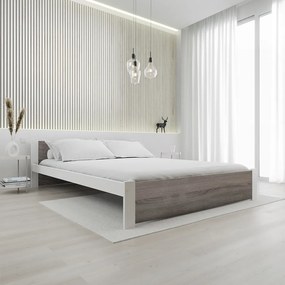 Posteľ IKAROS 140 x 200 cm, biela/dub hľuzovka Rošt: Bez roštu, Matrac: Matrac COCO MAXI 20 cm