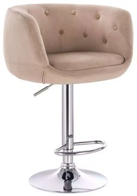 LuxuryForm DESIGN Barová stolička MONTANA VELUR na striebornom tanieri - latte