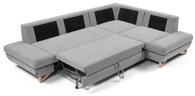 Rozkladacia rohová čalúnená sedacia súprava AVESTA do tvaru L, pravostranná, sivá, s úložným priestorom