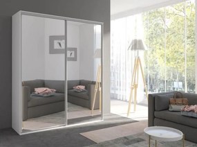 Šatníková skriňa s posuvnými dverami Gantera 1 C (biela) (so zrkadlom). Akcia -21%. Vlastná spoľahlivá doprava až k Vám domov. 1123801