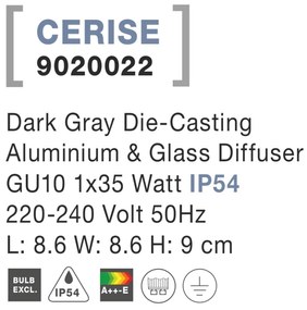 Nova Luce Svietidlo CERISE S TOP GREY stropné, IP 54, GU10 9020022