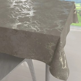 Biante Zamatový štvorcový obrus Isabela IBL-019 Zlatý/dymový mramor na sivobéžovom 100x100 cm