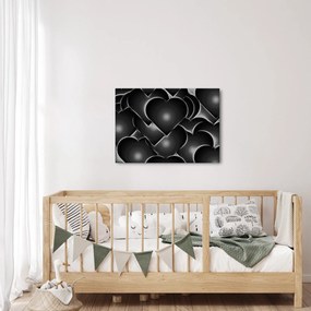 Obraz čierno-bielych sŕdc (70x50 cm)
