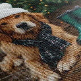 Obraz vianočný pes na terase