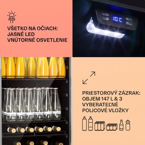 Klarstein Beersafe 5XL, chladnička, 147 l, 3 police, panoramatické sklenené dvere, nehrdzavejúca oceľ