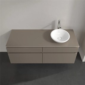 VILLEROY &amp; BOCH Legato závesná skrinka pod umývadlo na dosku (umývadlo vpravo), 4 zásuvky, 1400 x 500 x 550 mm, Truffle Grey, B59000VG