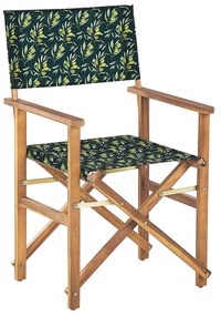 Sada 2 záhradných stoličiek a náhradných poťahov svetlé akáciové drevo/vzor olív CINE Beliani
