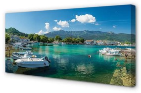 Obraz na plátne Grécko Marina mora hory 140x70 cm
