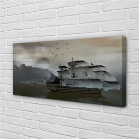 Obraz canvas morské loď hory 120x60 cm