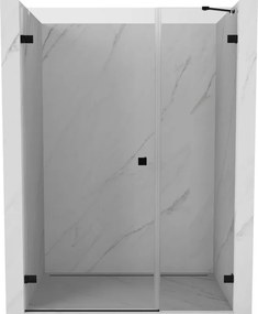 Mexen Lunar-B, Otočné ľavé sprchové dvere 125 cm, číre sklo, čierny profil, 832S-125-050-70-00-L