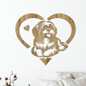 dřevo života Drevená dekorácia ležiaceho SHIH TZU v srdci Rozmery - cm: 60x52, Zvoľte farbu dekoru: Horský dub