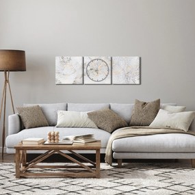 Obraz bielej mandaly (s hodinami) (90x30 cm)