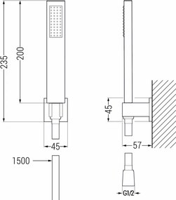 Mexen príslušenstvo - 1-bodový ručný sprchový set R-72, grafitová,  785005050-66