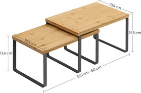 Set dvoch stohovateľných poličiek bambusové AUK-E1002 BK (2 ks)